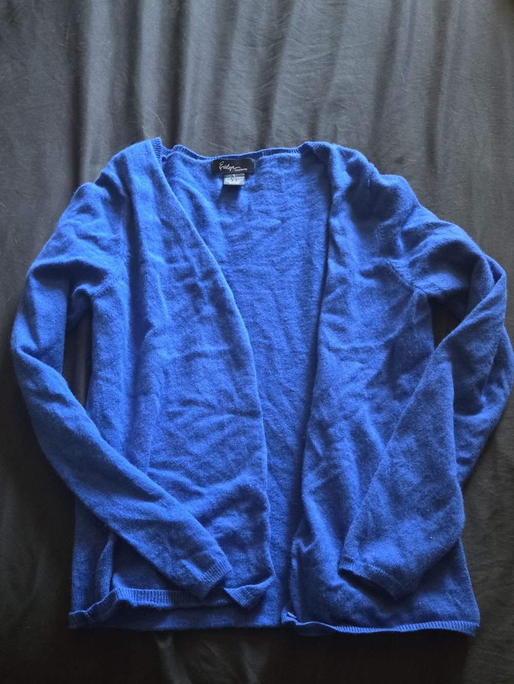 100% Cashmere Blue Open-Front Women's Sweater Cardigan